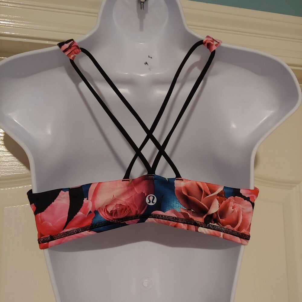 Lululemon Energy Bra Secret Garden Floral Multi Print Crisscross Back Sports Bra - Picture 5 of 7